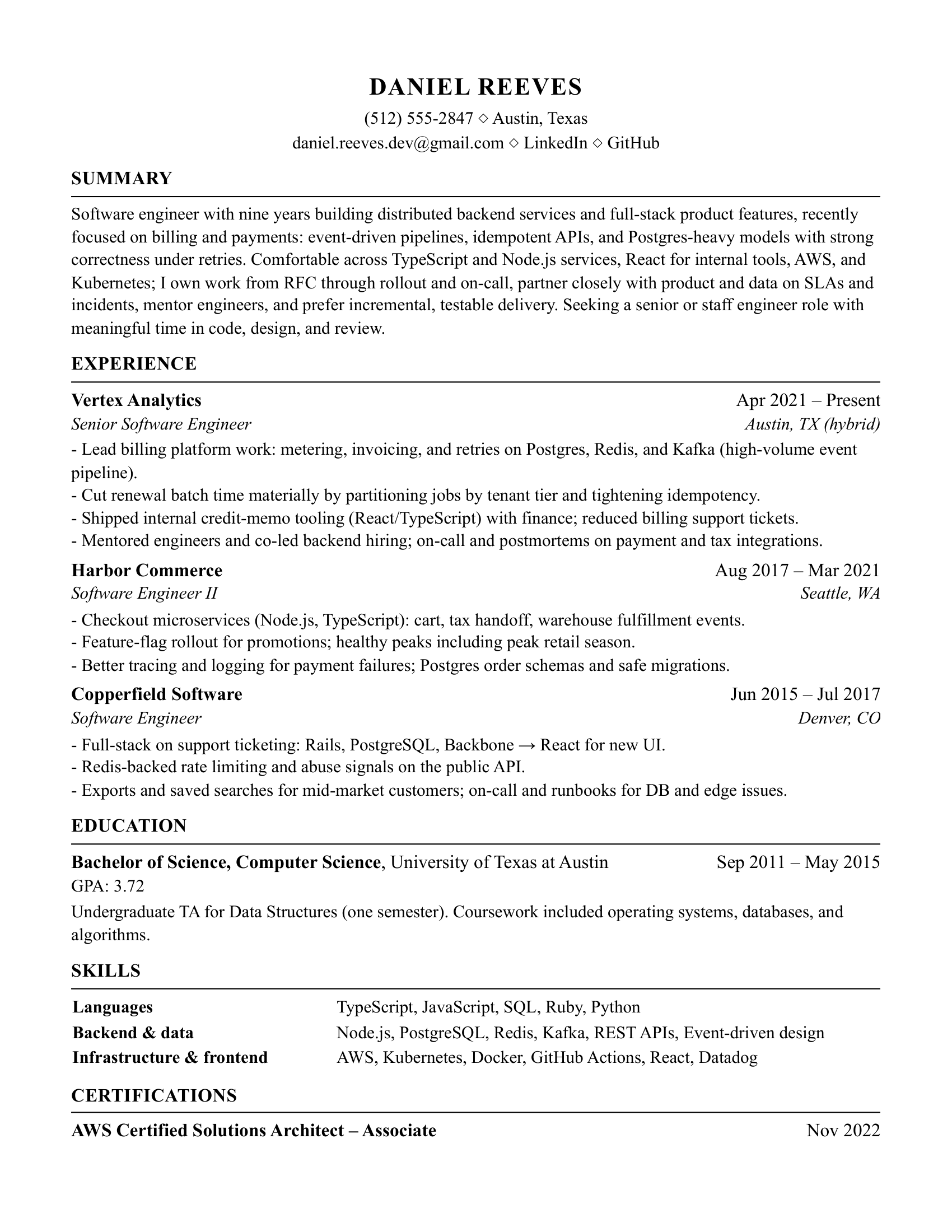 FAANG ATS-friendly resume template preview