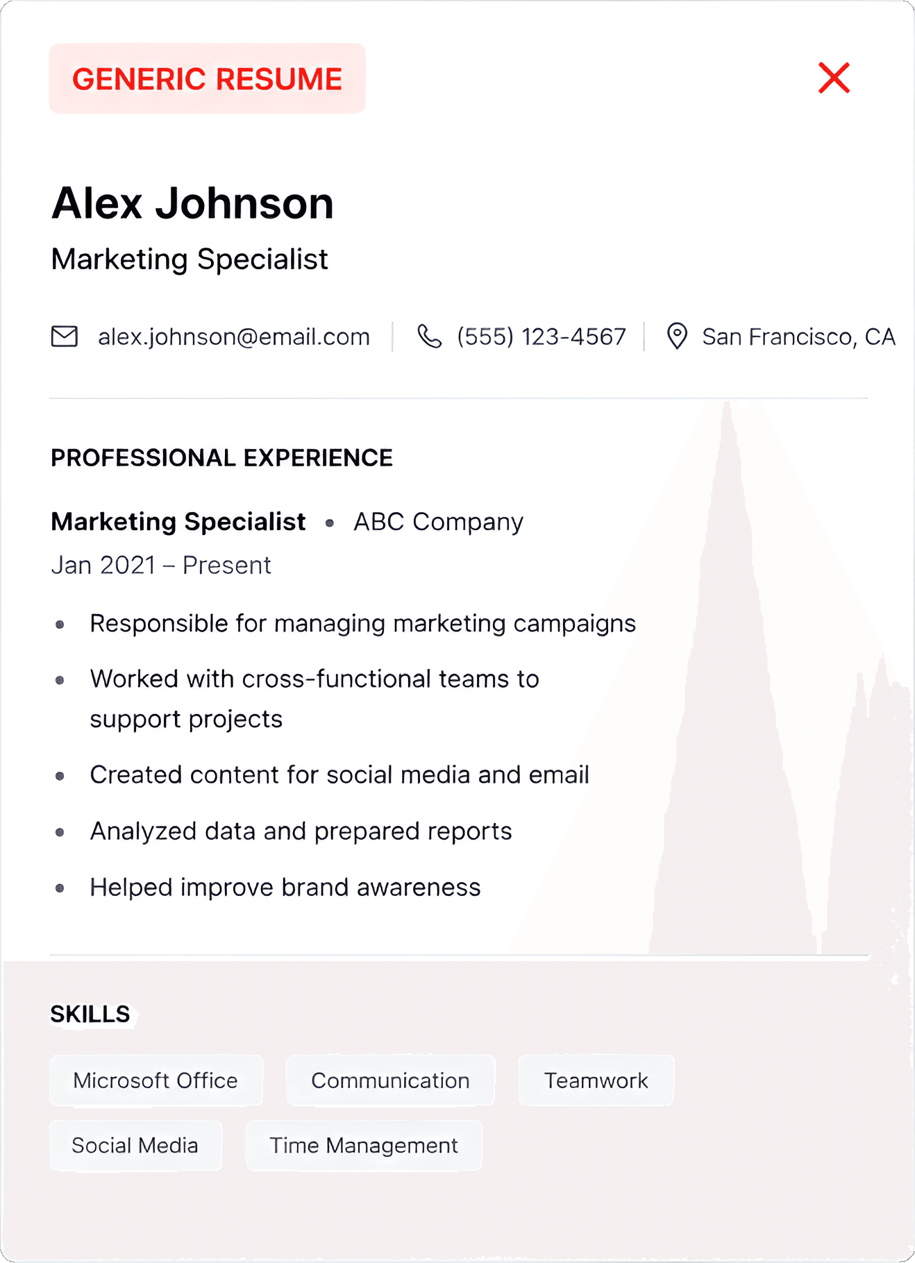 Generic resume example