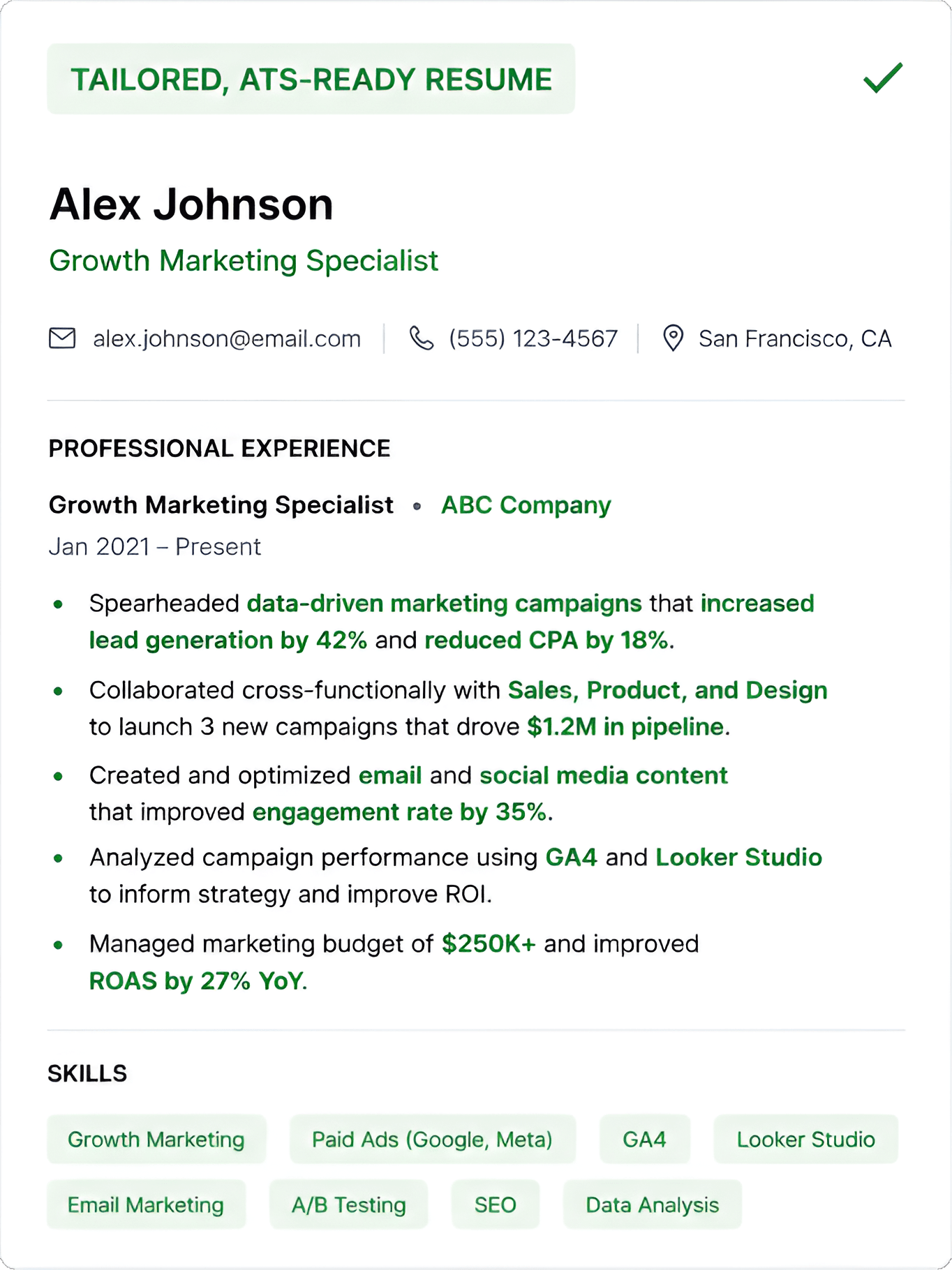 Tailored, ATS-ready resume example